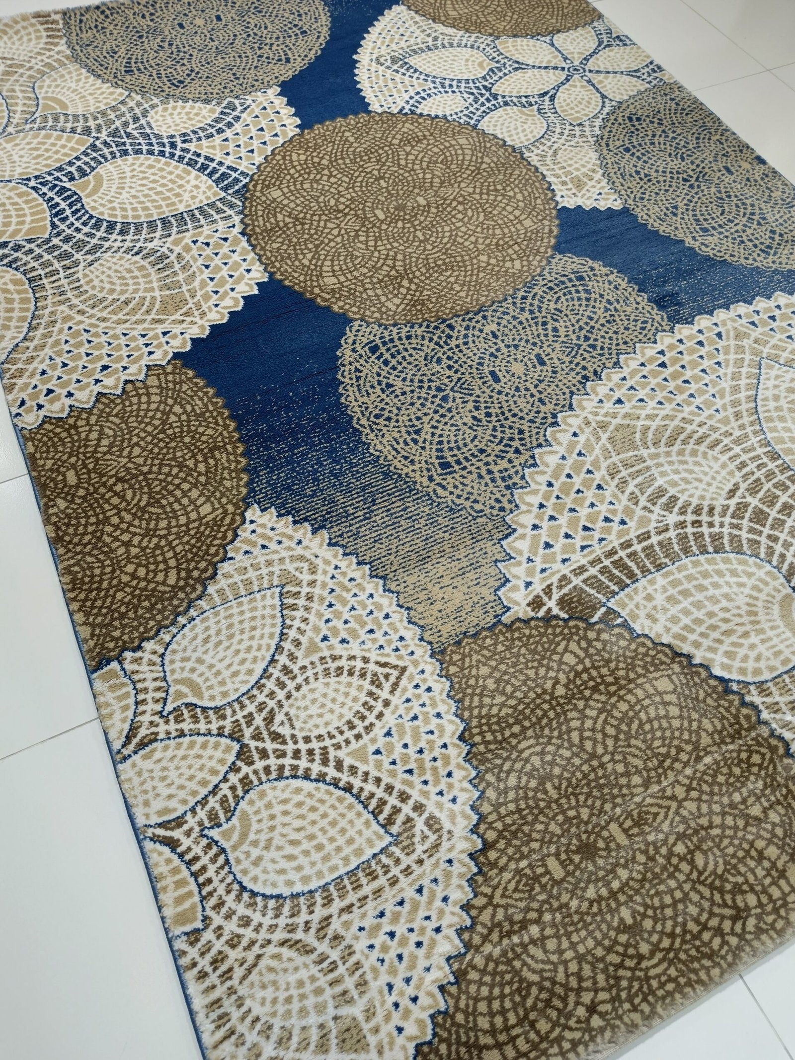 Premium Turkish Rug – Topkapi Lux Collection – Blue & Beige Floral Medallion Design – 5x7 ft (150×210 cm) - Image 3