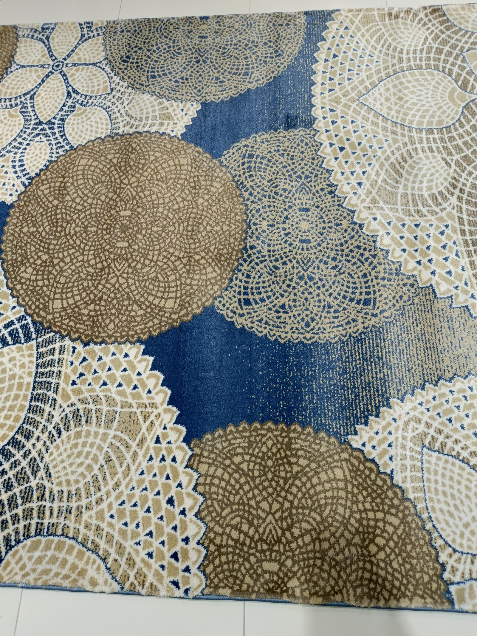 Premium Turkish Rug – Topkapi Lux Collection – Blue & Beige Floral Medallion Design – 5x7 ft (150×210 cm) - Image 2