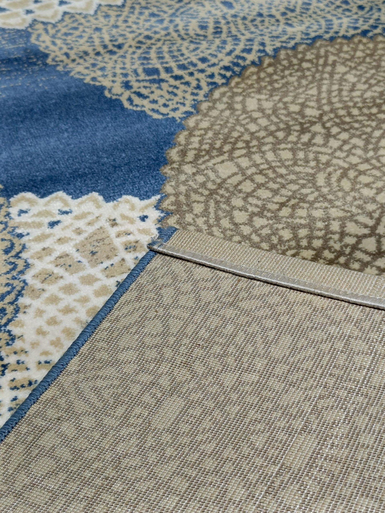 Premium Turkish Rug – Topkapi Lux Collection – Blue & Beige Floral Medallion Design – 5x7 ft (150×210 cm) - Image 5