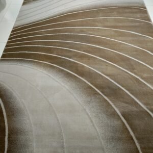 Premium Turkish Brown Modern Rug – New Topkapi 6.2×8.9 ft | Contemporary Wave Design Carpet for Living Room & Bedroom