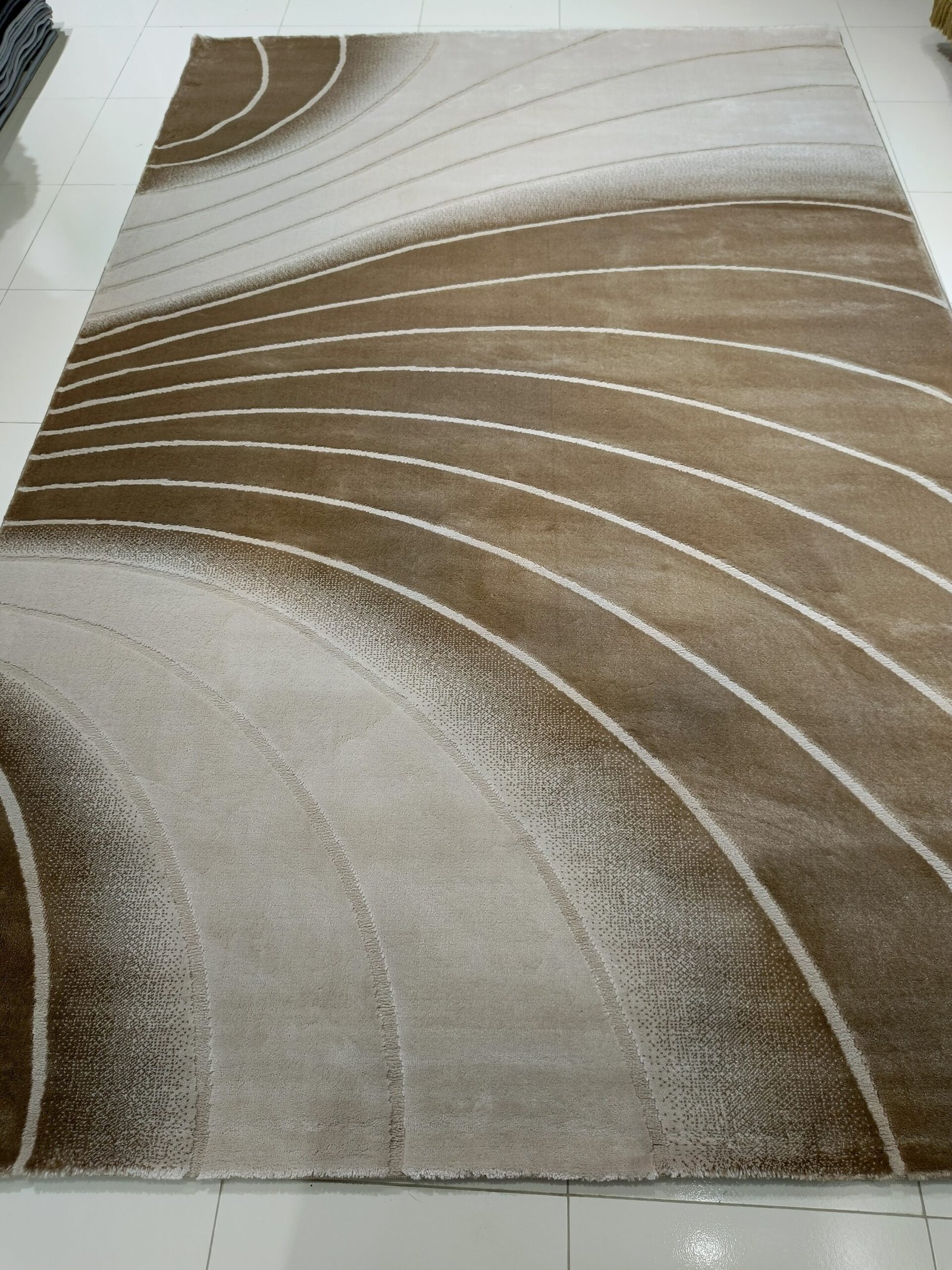 Premium Turkish Brown Modern Rug – New Topkapi 6.2×8.9 ft | Contemporary Wave Design Carpet for Living Room & Bedroom