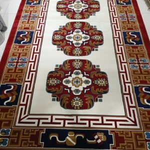 Premium Turkish Oriental Rug – 6×9 ft Red & Ivory Floral Carpet with Fringe | Heavy Thick Traditional Design | Budget Friendly