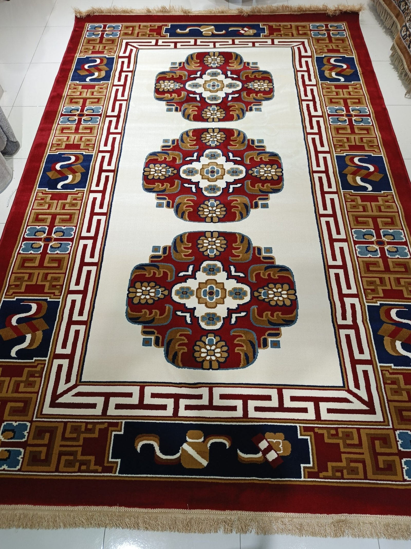 Premium Turkish Oriental Rug – 6×9 ft Red & Ivory Floral Carpet with Fringe | Heavy Thick Traditional Design | Budget Friendly