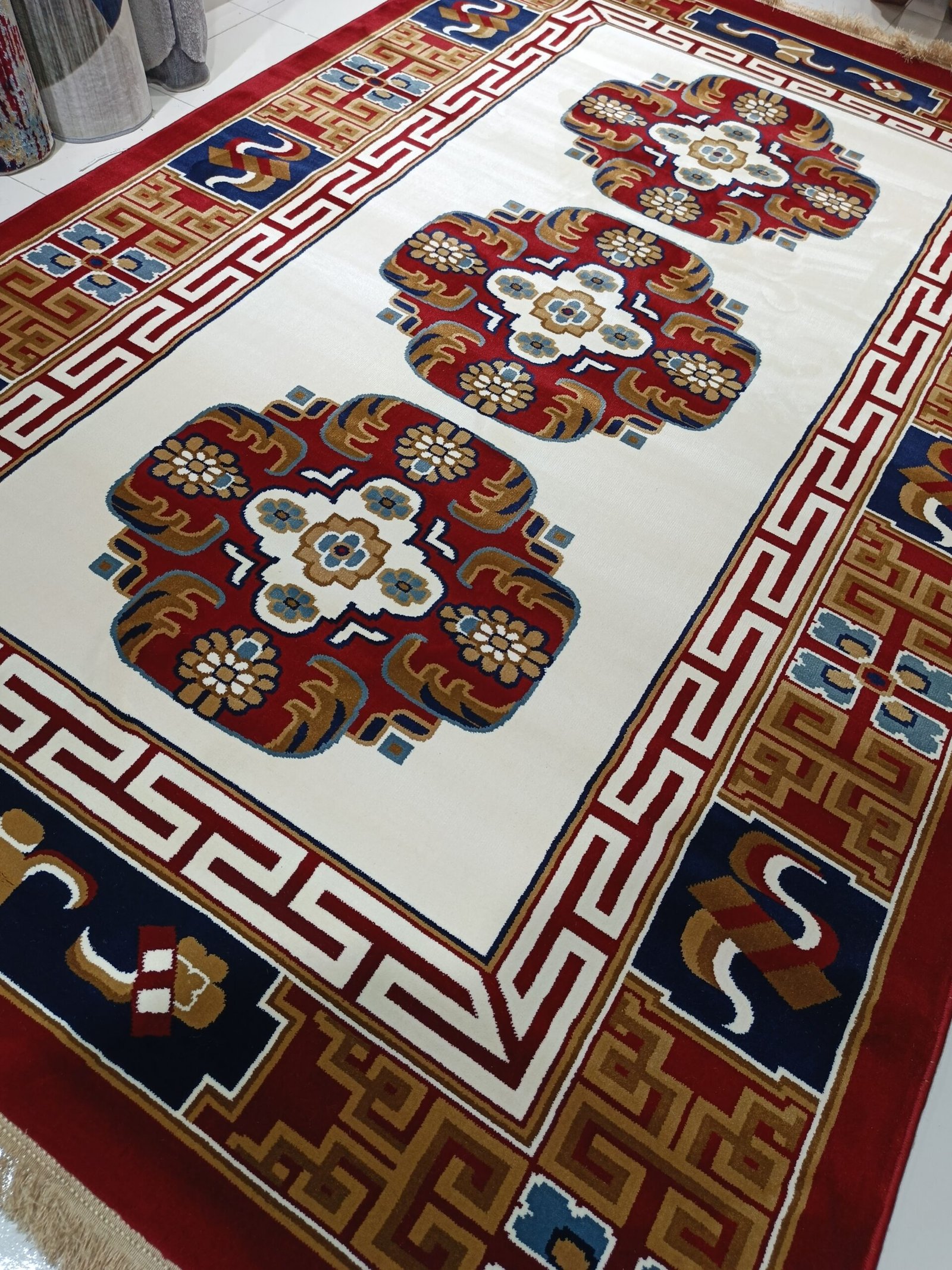 Premium Turkish Oriental Rug – 6×9 ft Red & Ivory Floral Carpet with Fringe | Heavy Thick Traditional Design | Budget Friendly - Image 6