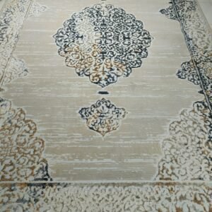 3D Shinny VIP Turkish Rug – 6.6x9.8 ft Beige Medallion Carpet | Premium Thick & Elegant