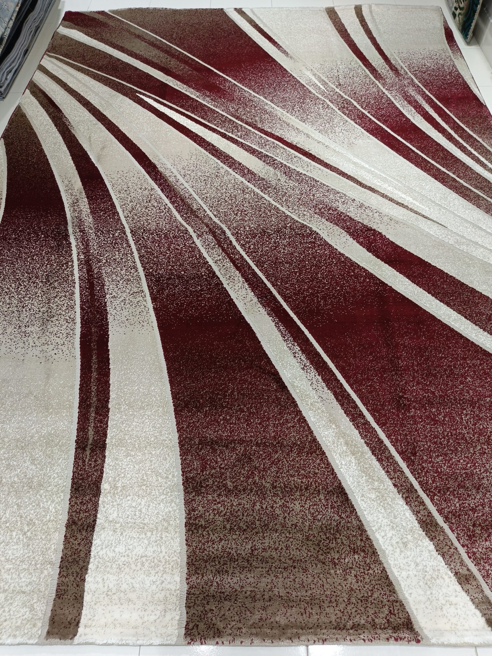 New Topkapi Premium Turkish Carpet – 8x11 ft Maroon & Beige Modern Wave Design