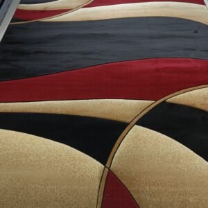 Adnan Golden Horn Turkish Carpet – 8x11 ft Beige & Maroon Modern Wave Design