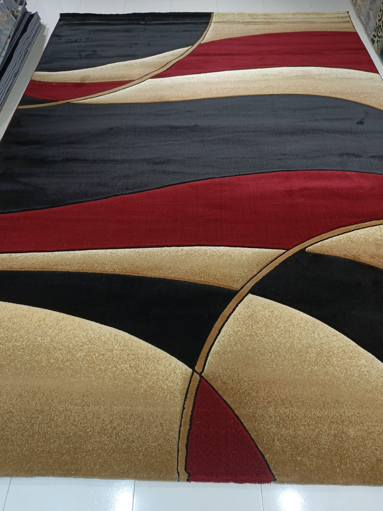 Adnan Golden Horn Turkish Carpet – 8x11 ft Beige & Maroon Modern Wave Design