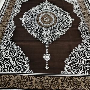 Topkapi Premium Lux Turkish Carpet – (8x11 ft) Brown Medallion Design, Elegant Living Room Rug