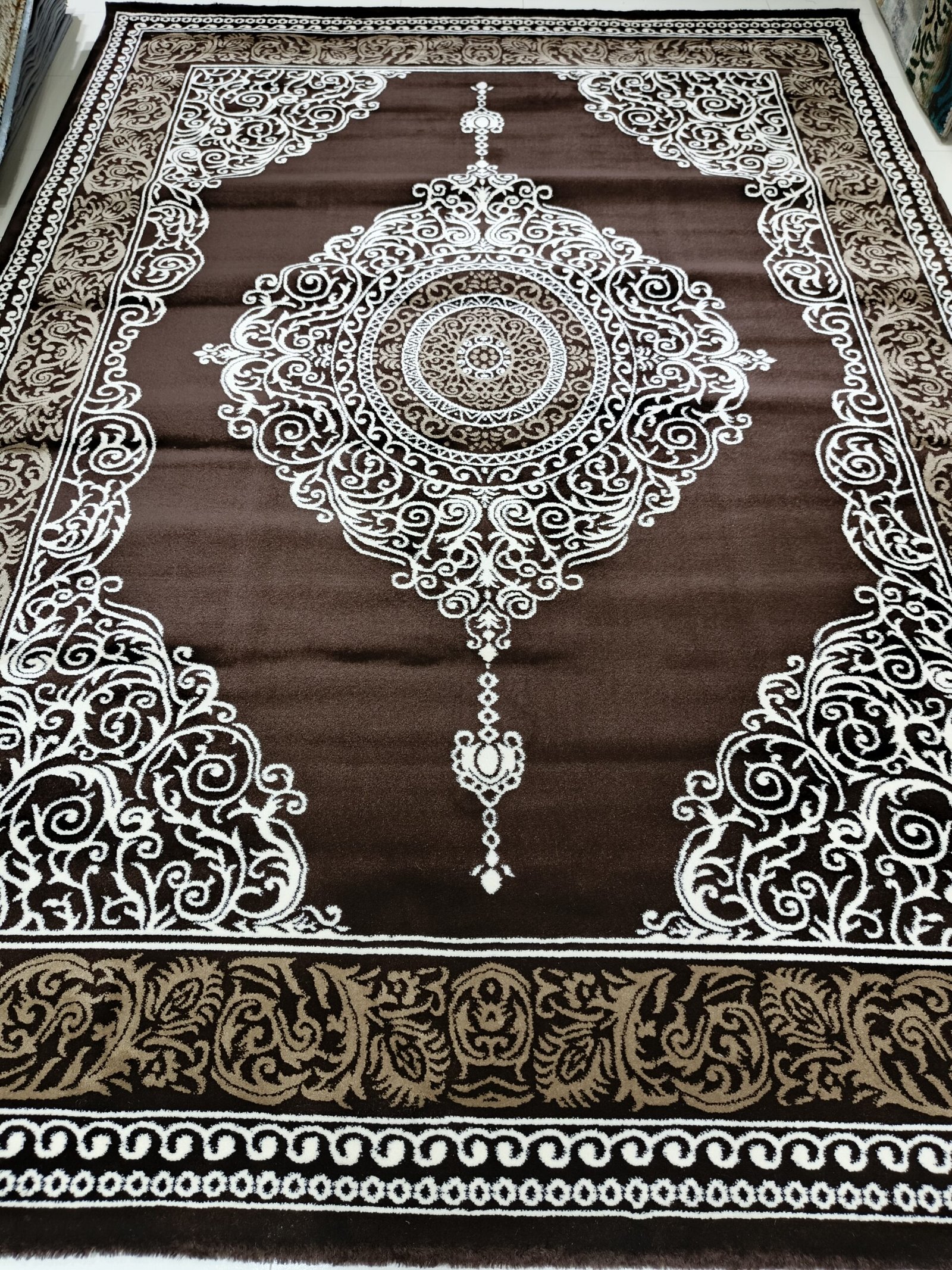 Topkapi Premium Lux Turkish Carpet – (8x11 ft) Brown Medallion Design, Elegant Living Room Rug - Image 5