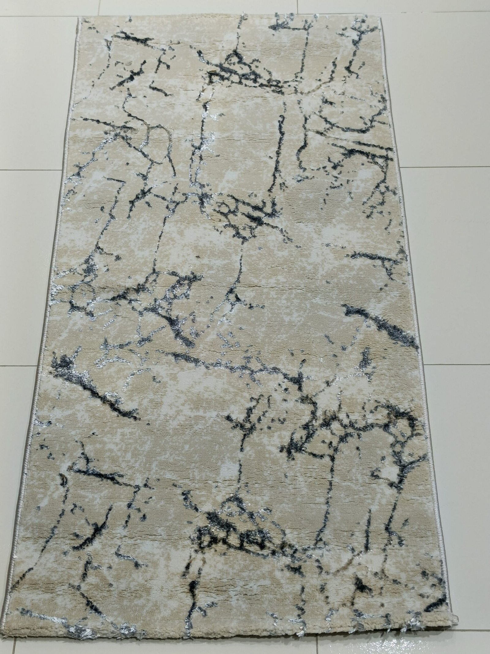 Turkish 3D Shiny VIP Rug – Sand Veins Beige Marble Texture for Cozy Homes