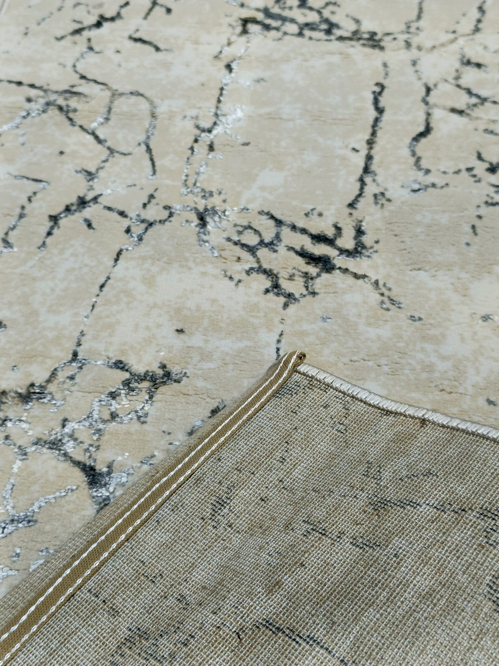 Turkish 3D Shiny VIP Rug โ Sand Veins Beige Marble Texture for Cozy Homes - Image 5