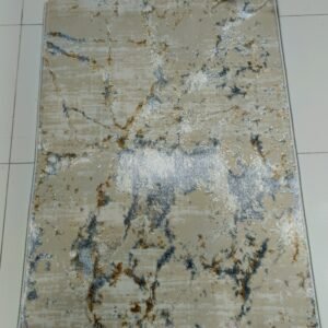 2×3 ft Turkish 3D Shiny VIP Rug – Golden Vein Beige with Silver Shine Finish