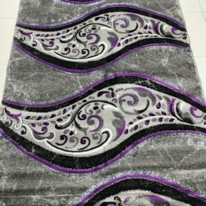 “Safir Wave Luxe” – 4×6 ft Turkish Premium Carpet (Gray Lilac Elegance, Soft & Shiny Texture)