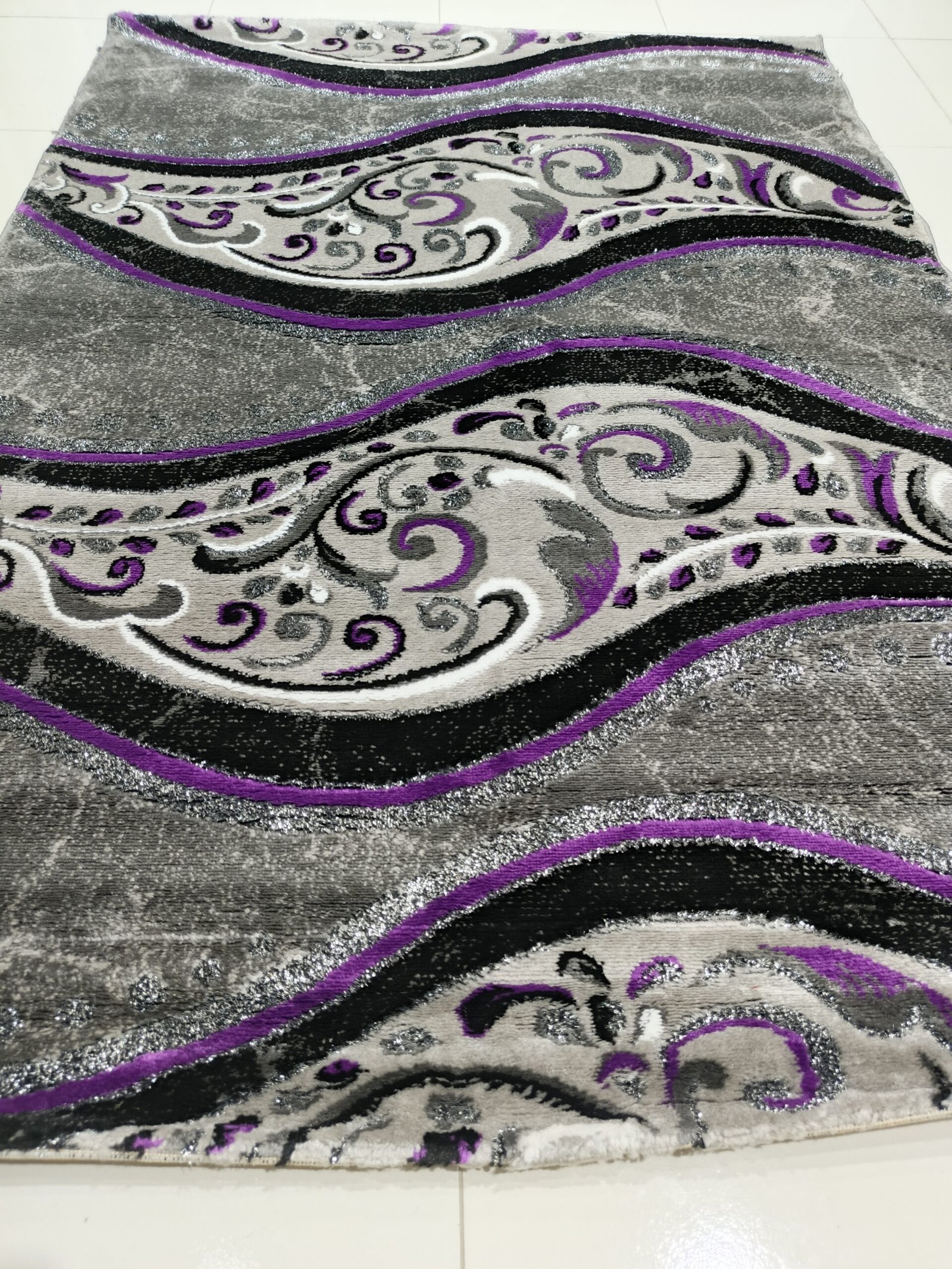 “Safir Wave Luxe” – 4×6 ft Turkish Premium Carpet (Gray Lilac Elegance, Soft & Shiny Texture) - Image 2