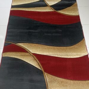 4×6 ft Turkish Beige & Maroon Rug – Modern Wave Pattern (Adnan Golden Horn Collection)