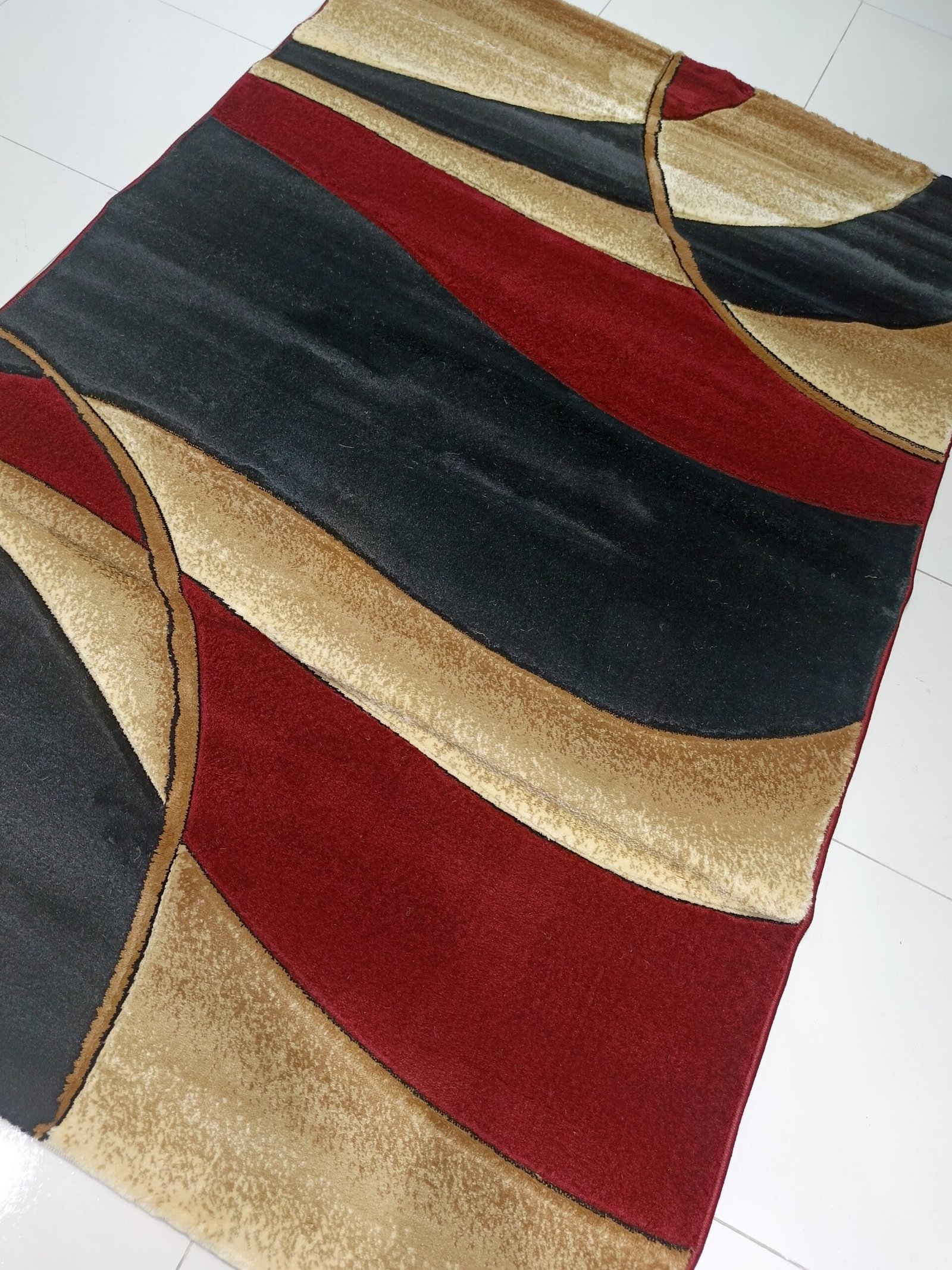 4×6 ft Turkish Beige & Maroon Rug – Modern Wave Pattern (Adnan Golden Horn Collection) - Image 2