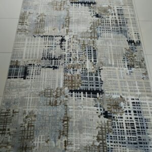 4×6 ft Turkish Soft Rug – Lightweight Modern Abstract Design in Beige, Blue & Grey