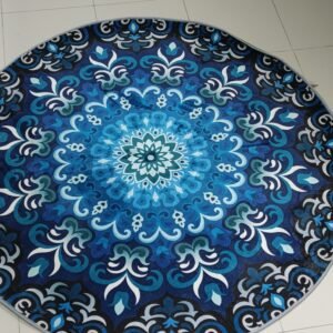 Ocean Mirage – 4x4 ft China Premium Round Carpet (8mm Thick, Soft & Elegant Blue Design)