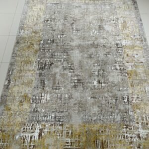 Aurora Gold Luxe – 5×7 ft Turkish Abstract Carpet | Modern Beige-Gold Textured Rug for Living Room & Bedroom