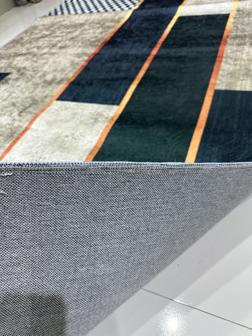 Gridline Noir – 5x7 ft Modern Abstract China Rug in Black, Taupe & Ivory | 6mm Polypropylene Carpet - Image 5