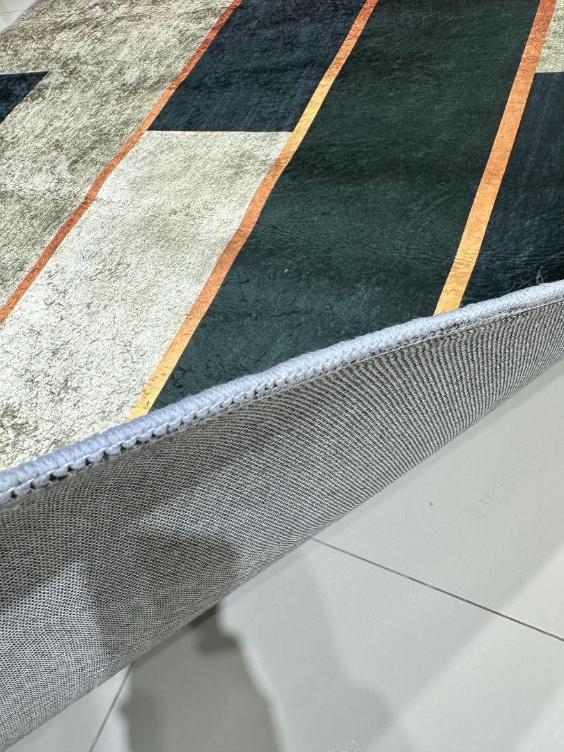 Gridline Noir – 5x7 ft Modern Abstract China Rug in Black, Taupe & Ivory | 6mm Polypropylene Carpet - Image 6