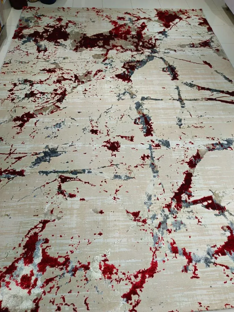 [Defective] Crimson Rift | 8×11 ft Heavy Abstract Luxury Rug (Back Stain Defect)