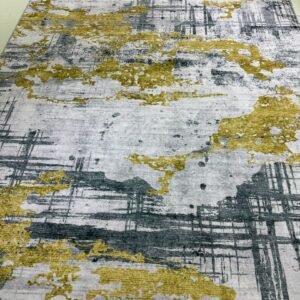 Gilded Ash – 6×9 ft Modern Abstract China Carpet in Grey & Gold | 8mm Soft-Touch Polypropylene Rug