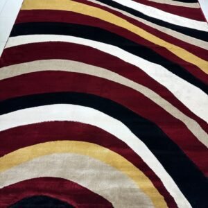 Crimson Wavecrest | 8x11 feet | 15mm+ Premium Turkish Abstract Rug | Modern Flow Design | Maroon, Black & Gold Tones