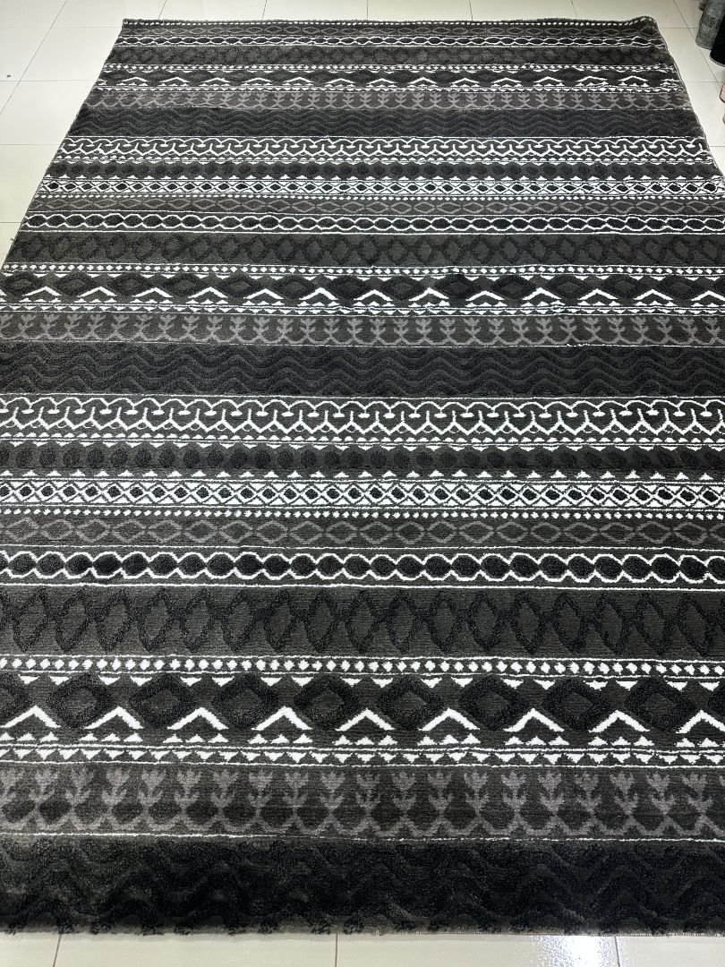 Obsidian Nomad | 6.5 × 9.5 ft Premium Turkish Rug | Tribal Geometric Design | Heavyweight Comfort