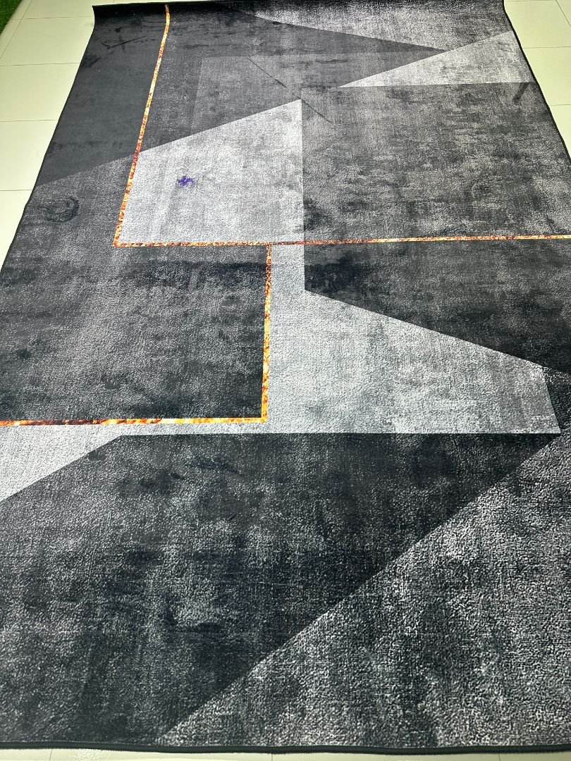 Obsidian Gridline - [stains] Modern Geometric Rug – 6×9 ft | Bargain Bin