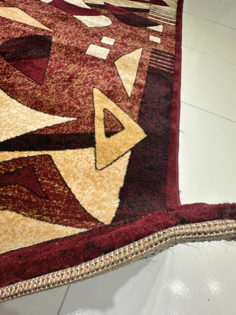 Crimson Axis – 120×180 cm Premium Turkish Abstract Rug in Deep Red & Beige | Modern Geometric Design - Image 4