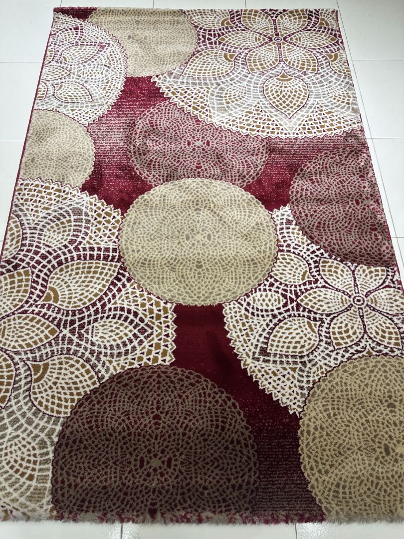 Maroon Lace Medallion – 120×180 cm Premium Turkish Topkapi Rug in Maroon & Beige | Lux Collection