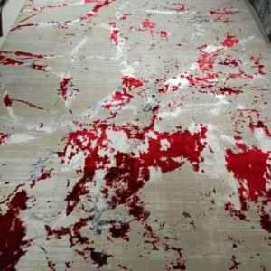 [Defective] Crimson Rift | 8×11 ft Heavy Abstract Luxury Rug (Back Stain Defect)