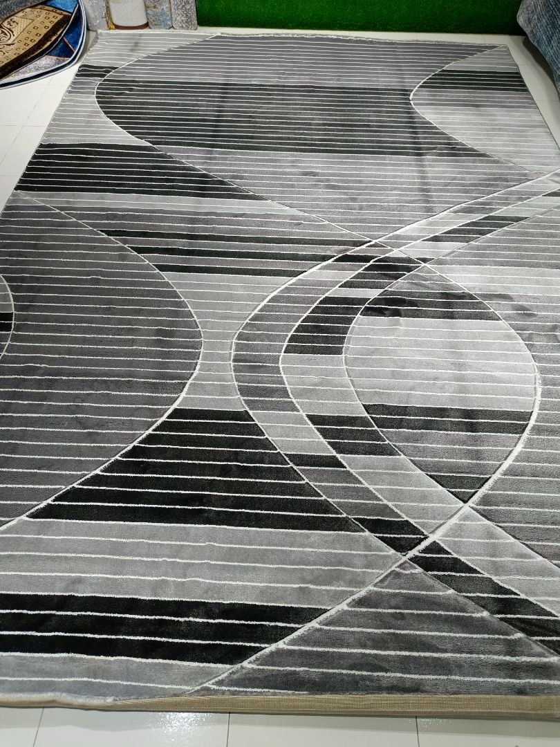 [Defective] Silver Current | 8×11 ft Premium Turkish Abstract Rug (Back Stain Defect)