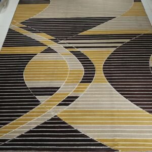 [Defective] Golden Crossflow | 8×11 ft Heavy Turkish Abstract Rug (Back Stain Defect)