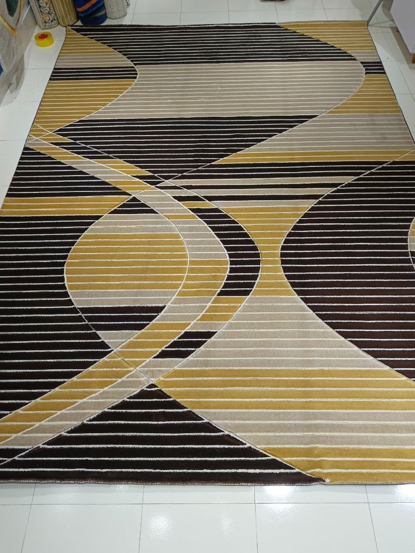 [Defective] Golden Crossflow | 8×11 ft Heavy Turkish Abstract Rug (Back Stain Defect)