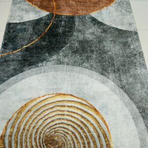 Amber Core Drift – [Slight issue on the back] Abstract Circular Accent Rug (4×6 ft)