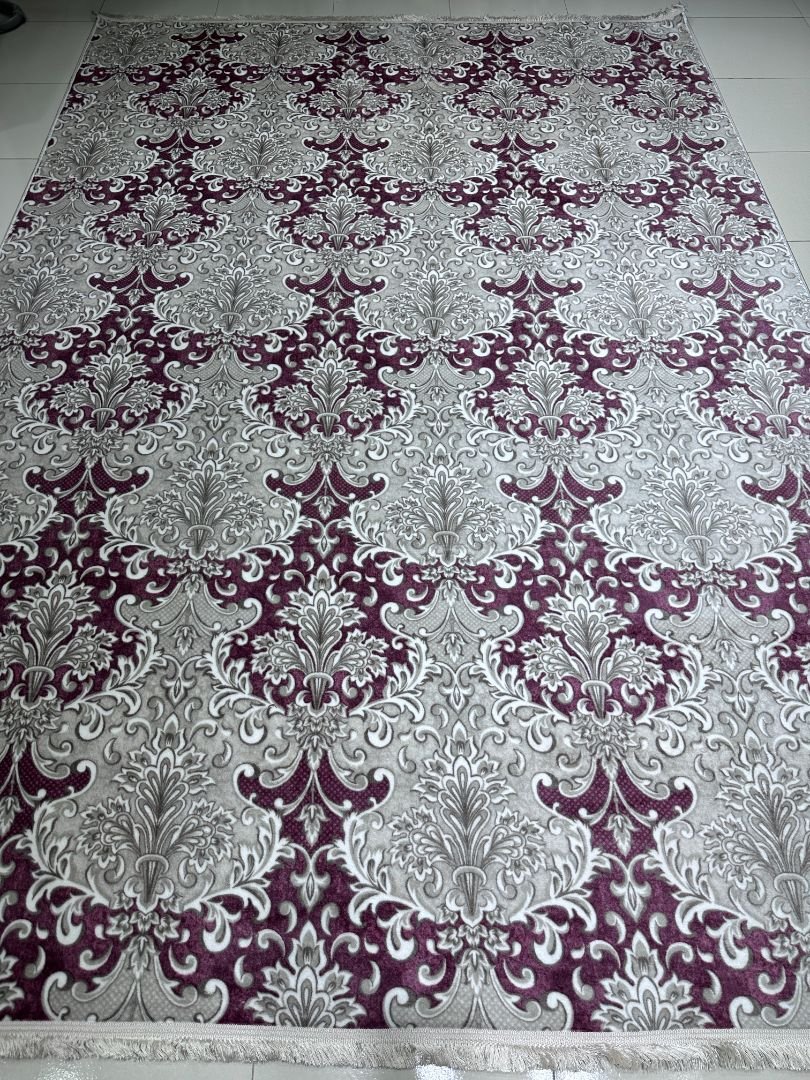ROYAL VELORA Damask Burgundy Turkish Lightweight Rug – 6.5 × 9.5 ft Anti-Slip Classic Luxury Carpet