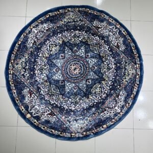 SILK TOUCH Royal Round Medallion Turkish Rug – 4.92/4.92 ft Heavyweight Classic Blue Carpet