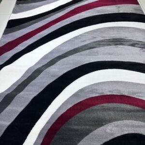 TOPKAPI Wave Stripe Modern Turkish Rug – 6.5 × 9.5 ft Grey Abstract Premium Lux Carpet