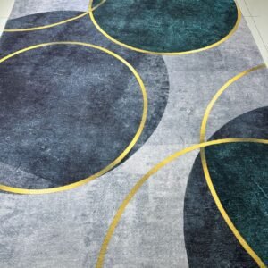 ORBITA Luxe Circle Modern Polyester Rug – 6.5 × 9.5 ft Soft Plush Anti-Slip Carpet (10mm+)