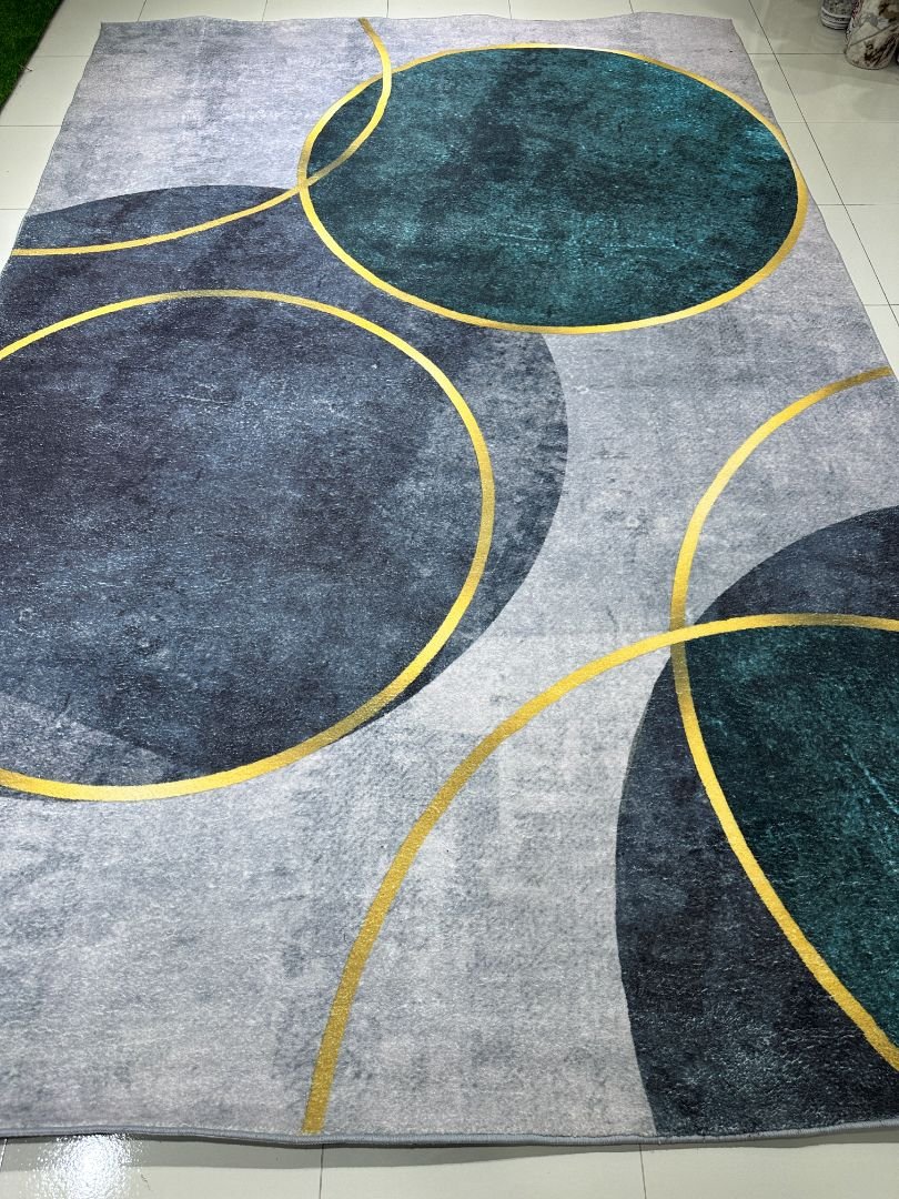 ORBITA Luxe Circle Modern Polyester Rug – 6.5 × 9.5 ft Soft Plush Anti-Slip Carpet (10mm+)