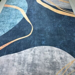 VELORA Abstract Flow Modern Polyester Rug – 6.5 × 9.5 ft Soft Plush Anti-Slip Carpet (10mm+)