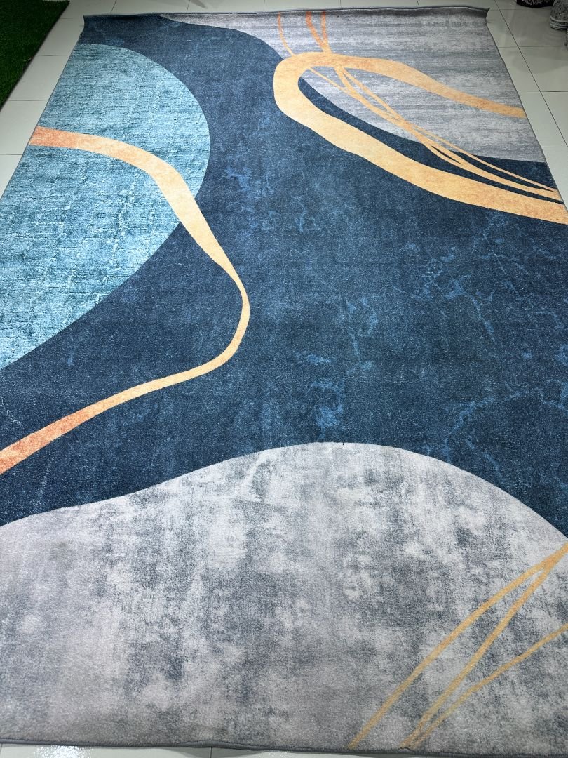 VELORA Abstract Flow Modern Polyester Rug – 6.5 × 9.5 ft Soft Plush Anti-Slip Carpet (10mm+)