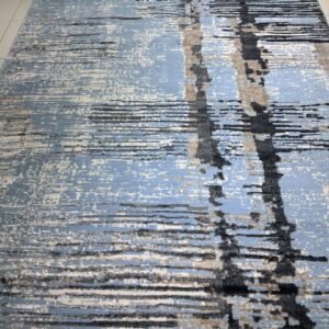 AQUORA 3D Shiny Blue Abstract Turkish Rug – 6.5 × 9.5 ft Modern Luxury Carpet (VIP Collection)
