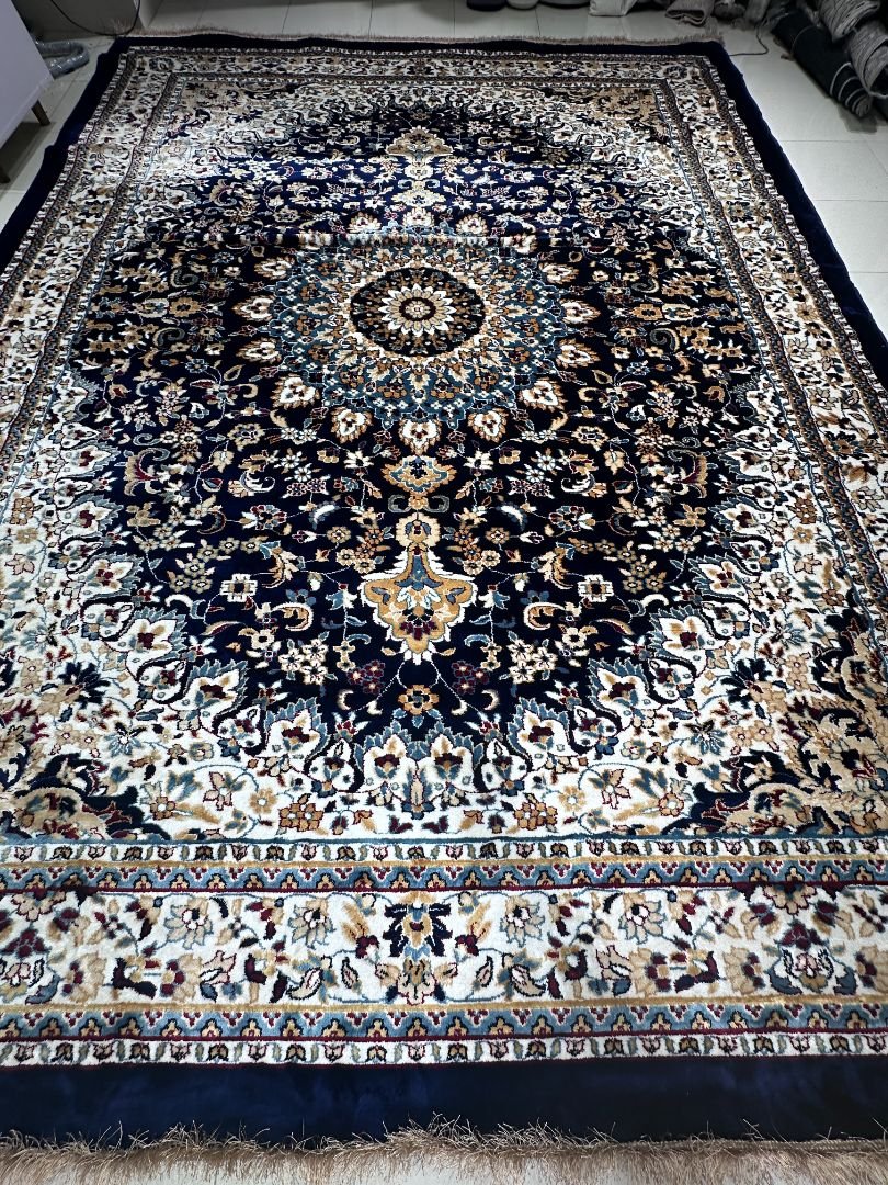 Midnight Sultan – Premium Persian-Inspired Living Room Carpet 9×12 ft | Heavy 15mm Soft Luxury Rug | Classic Royal Drawing Room Carpet
