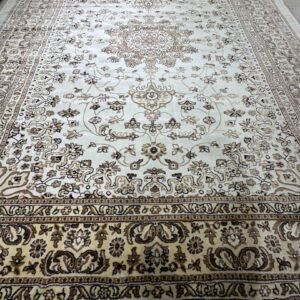 Ottoman Ivory Majesty – Premium Turkish Living Room Carpet 9×12 ft | Classic Persian-Style Luxury Rug | 14mm Super Soft Thick Turkish Carpet for Drawing Room & Master Bedroom