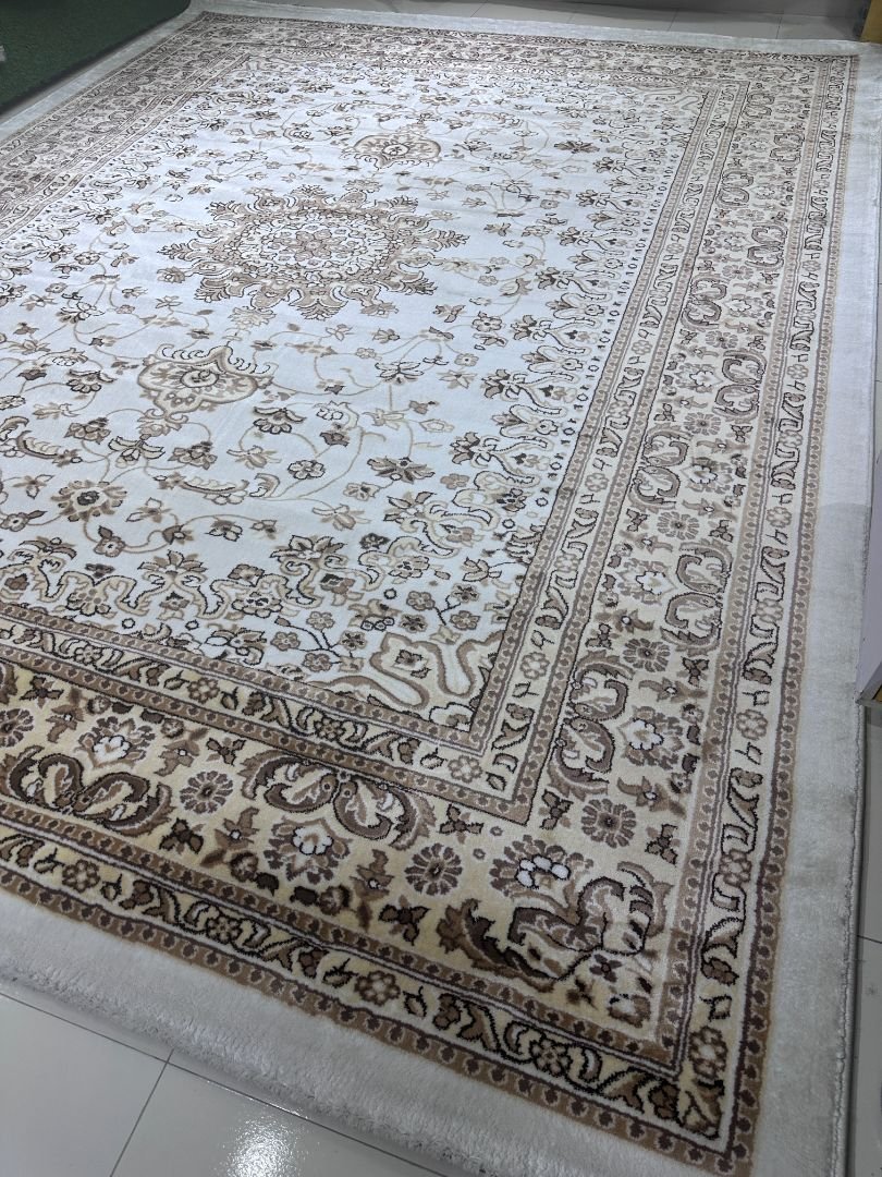 Ottoman Ivory Majesty – Premium Turkish Living Room Carpet 9×12 ft | Classic Persian-Style Luxury Rug | 14mm Super Soft Thick Turkish Carpet for Drawing Room & Master Bedroom - Image 2