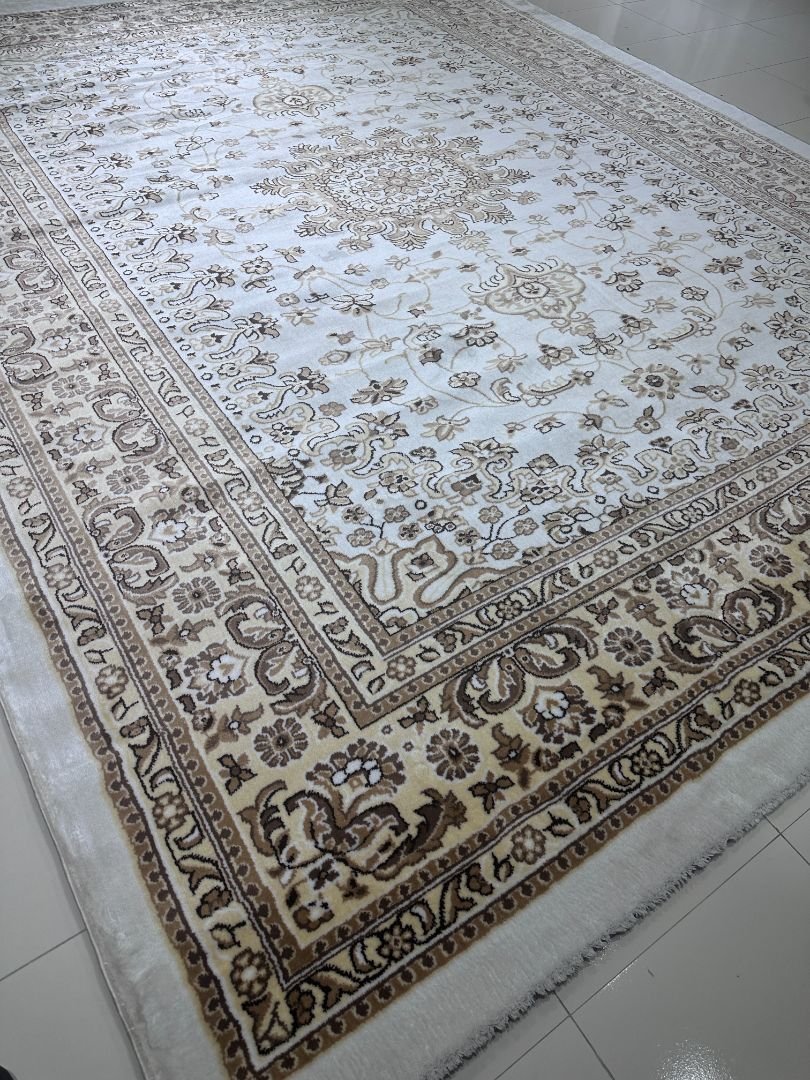 Ottoman Ivory Majesty – Premium Turkish Living Room Carpet 9×12 ft | Classic Persian-Style Luxury Rug | 14mm Super Soft Thick Turkish Carpet for Drawing Room & Master Bedroom - Image 3